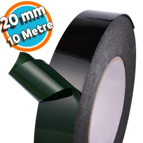 Çift Taraflı Köpük Bant Eva Montaj Bandı Yapıştırıcı Siyah 20 mm x 10 Metre ürün görseli 1