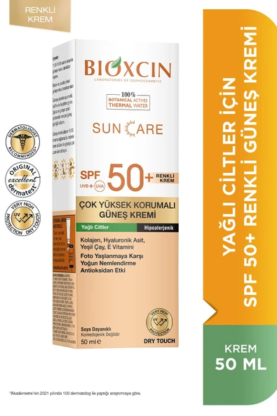 Bioxcin Yağlı Ciltler İçin Renkli 50 Faktör Güneş Kremi 50 ml ürün görseli 1