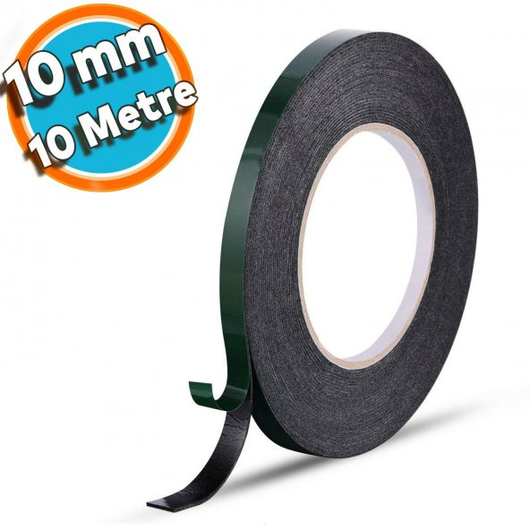 Çift Taraflı Köpük Bant Eva Montaj Bandı Siyah 10 mm x 10 Metre ürün görseli 1