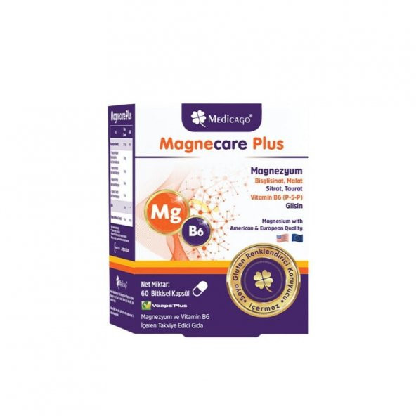 Magnecare Plus Magnezyum Ve Vitamin B6 İçeren Takviye Edici Gıda 60 Bitkisel Kapsül ürün görseli 1