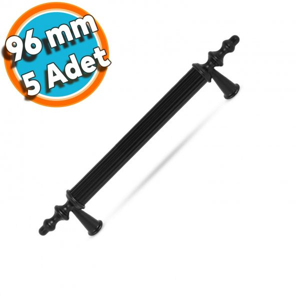 Çekmece Mutfak Dolap Kapak Kulpu Kulbu 96 mm Siyah Sert Plastik Kulp (5 ADET) ürün görseli 1