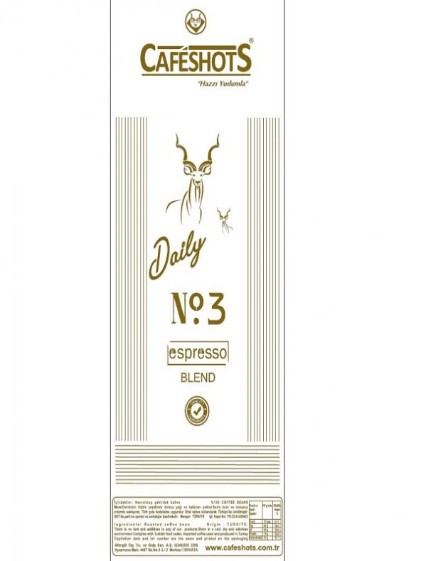 CAFESHOTS ESPRESSO DAİLY No3 ÇEKİRDEK KAHVE1 KG ürün görseli 1