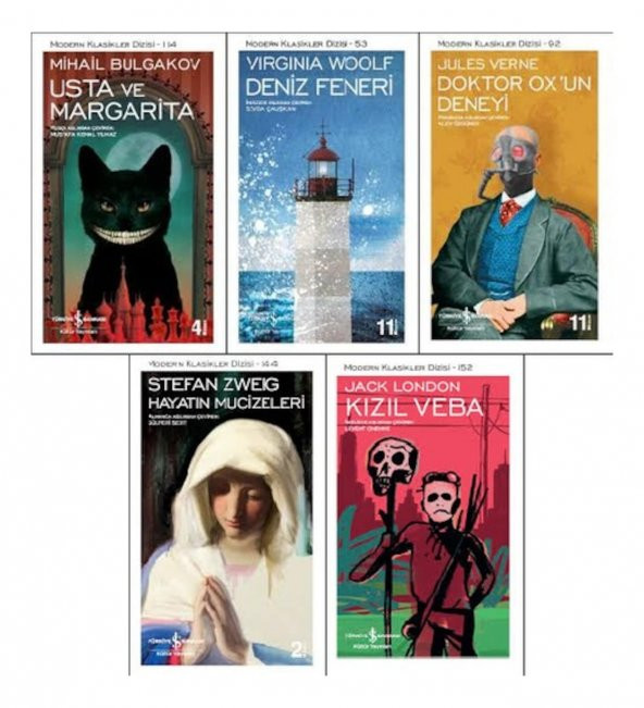 İş Bankası Modern Klasikler Dizisi 5 Kitap Set (Usta ve Margarita, Deniz Feneri, Doktor Oxun Deneyi, Hayatın Mucizeleri, Kızıl Veba) ürün görseli 1