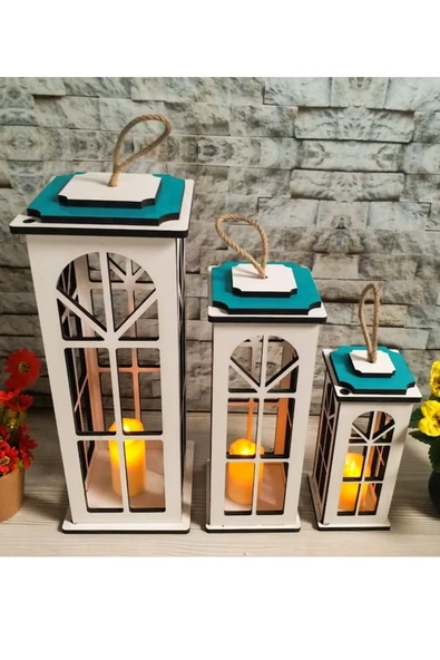 ADM Adımshops Dekoratif 3'lü Set Mumluk,ahşap ürün görseli 1