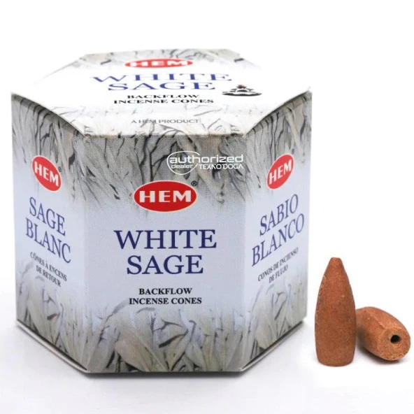 HEM White Sage Backflow Geri Akışlı Konik Şelale Tütsü 40ad ürün görseli 1