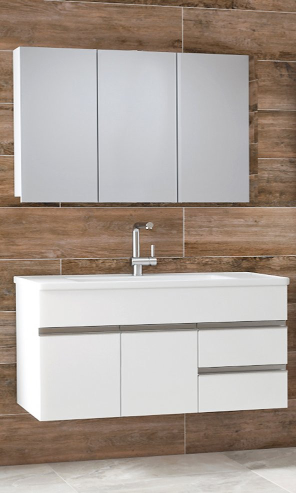 Alfa Banyo ESEN BEYAZ 100 cm Lavabolu banyo dolabı takımı-MDF-- HAZIR KURULU ürün görseli 1