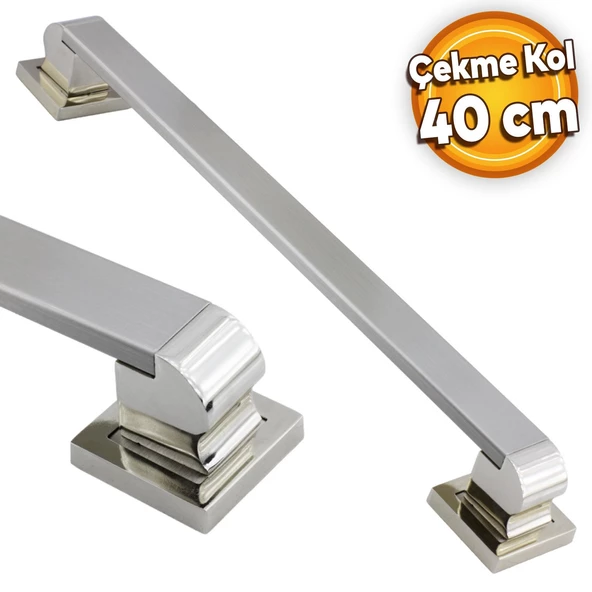 Bersel Sürgülü Kapı Çekme Kolu Tutma Kulpu Kulbu Çelik Dış Kapı Tutamağı Kol Saten 40 Cm ürün görseli 1