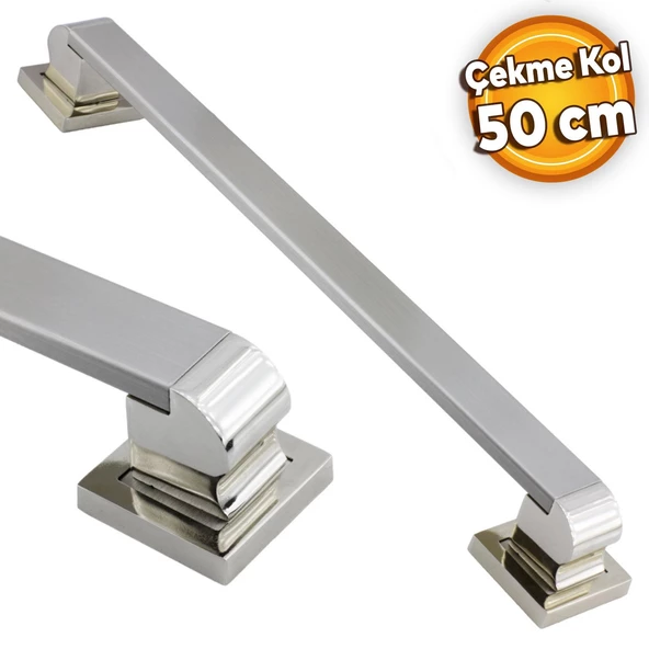 Bersel Sürgülü Kapı Çekme Kolu Tutma Kulpu Kulbu Çelik Dış Kapı Tutamağı Kol Saten 50 Cm ürün görseli 1