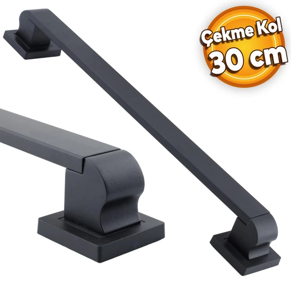 Bersel Sürgülü Kapı Çekme Kolu Tutma Kulpu Kulbu Çelik Dış Kapı Tutamağı Kol Siyah 30 Cm ürün görseli 1