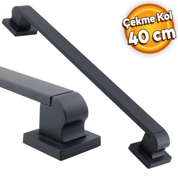 Bersel Sürgülü Kapı Çekme Kolu Tutma Kulpu Kulbu Çelik Dış Kapı Tutamağı Kol Siyah 40 Cm ürün görseli 1