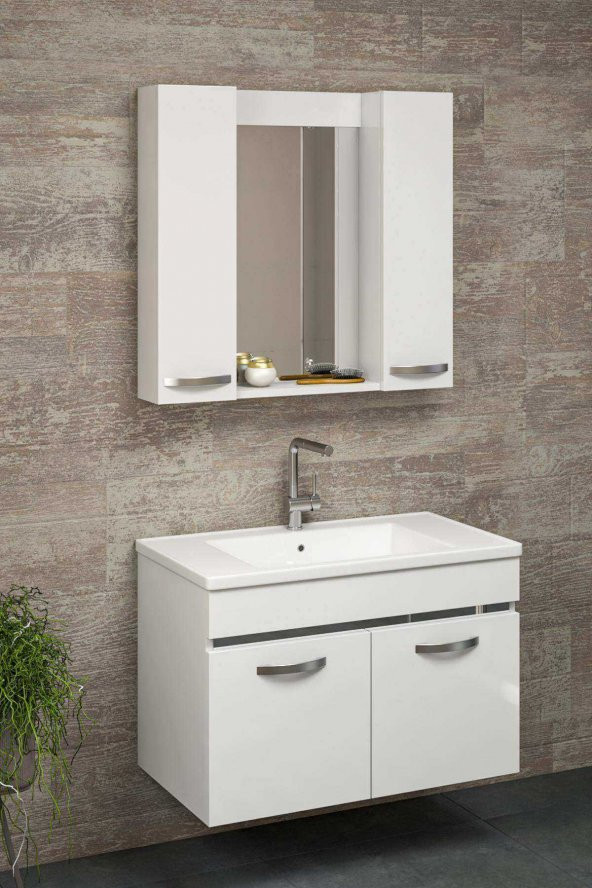 Alfa Banyo SAFİR BEYAZ 80 cm Banyo Takımı-- HAZIR KURULU ürün görseli 1