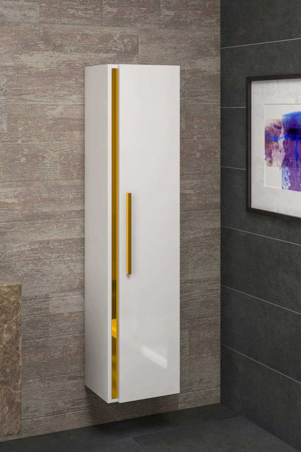 Alfa Banyo YENİ GOLD MDF BEYAZ 140 cm Boy Dolabı ürün görseli 1