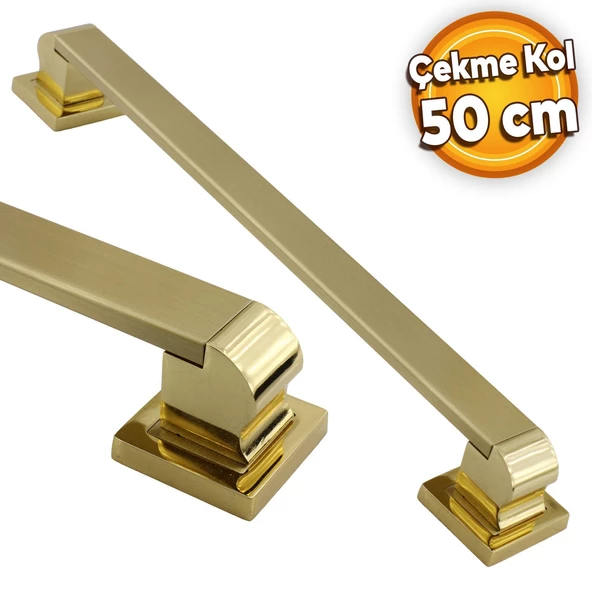 Bersel Sürgülü Kapı Çekme Kolu Tutma Kulpu Kulbu Çelik Dış Kapı Tutamağı Gold Altın 50 Cm ürün görseli 1