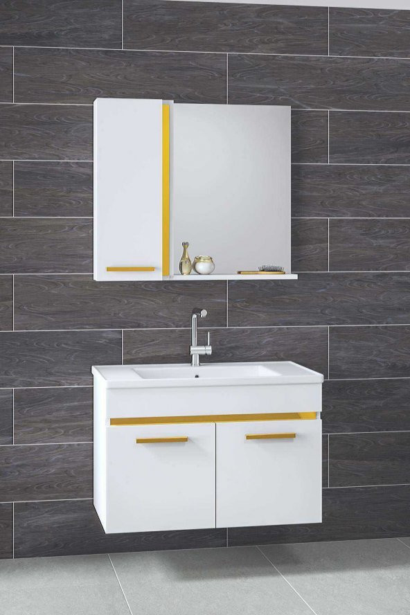 Alfa Banyo Yeni Gold Beyaz 65 cm MDF Banyo Takımı ürün görseli 1