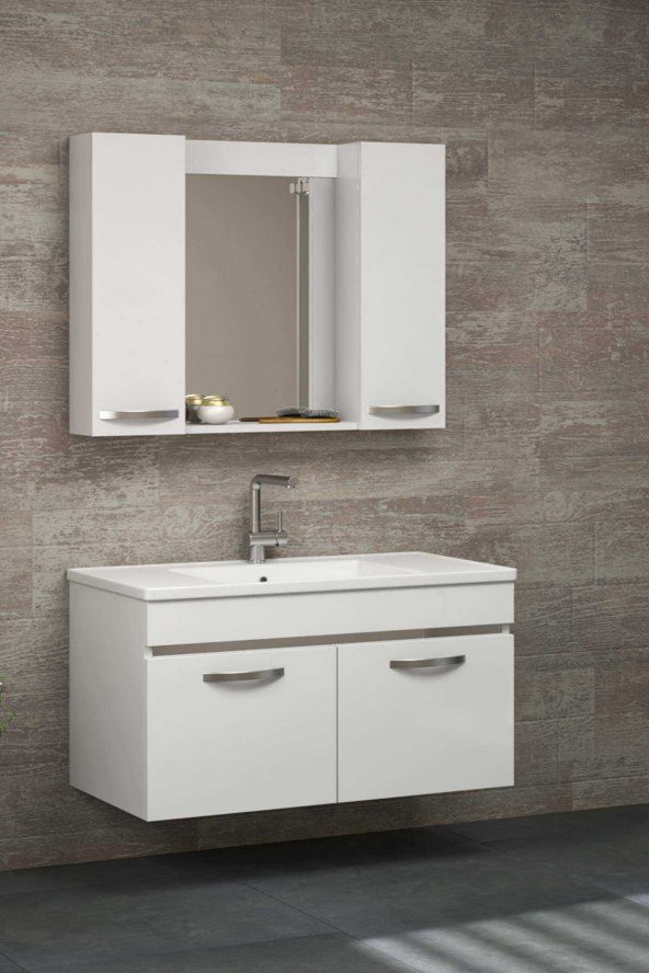Alfa Banyo SAFİR BEYAZ 100 cm Komple MDF Banyo Takımı - HAZIR KURULU ürün görseli 1