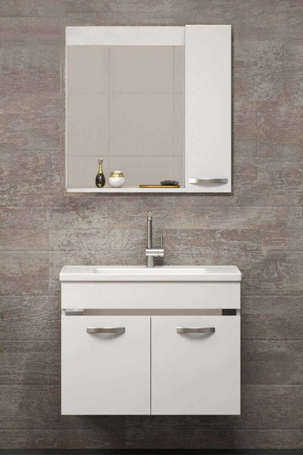 Alfa Banyo SAFİR BEYAZ 65 cm MDF Banyo Takımı-TAMAMI MDF - HAZIR KURULU ürün görseli 1