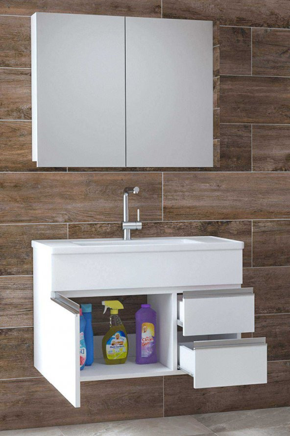 Alfa Banyo ESEN BEYAZ 80 cm LÜX Banyo Takımı- HAZIR KURULU ürün görseli 1