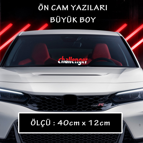 challenger ön arka cam yazısı - araba motosikler atv kamyon kamyonet cam uyumlu sticker etiket ürün görseli 1