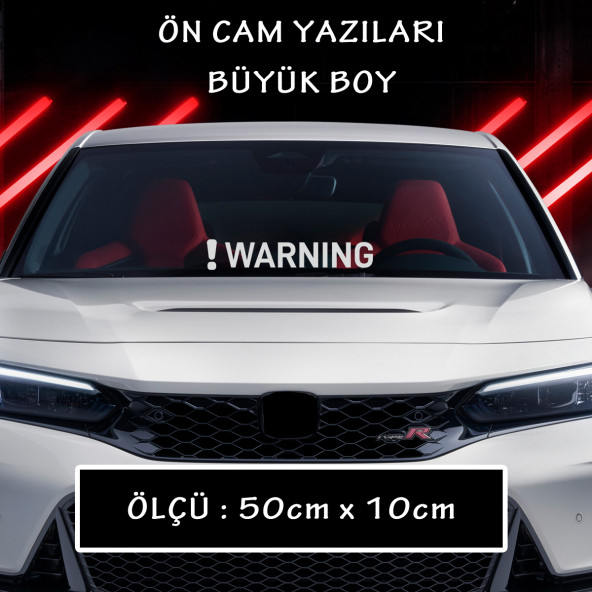 warning sticker cam yazısı - araba motosikler atv kamyon kamyonet cam uyumlu ürün görseli 1