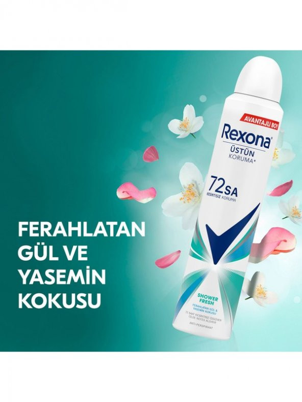 Rexona Kadın Sprey Deodorant Shower Fresh 72 Saat Kesintisiz Üstün Koruma 200 ml ürün görseli 1