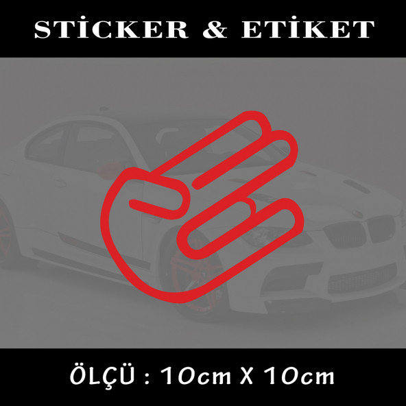 parmak işaret- oto sticker 2 ADET  yapıştırma etiket - araba motosiklet dolap kamyon atv uyumlu ürün görseli 1