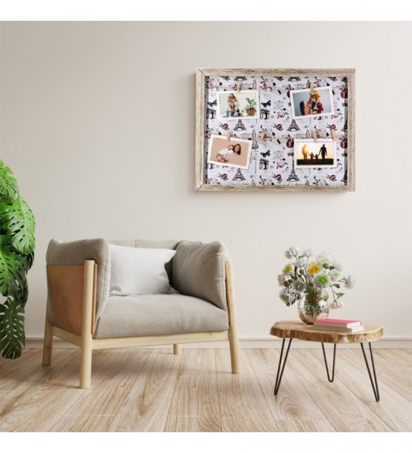 Anneler Günü Özel Ahşap Hasır Duvar Fotoğraf Çerçevesi 37x47 (4 ADET FOTO BASKILI) HK2664 ürün görseli 1