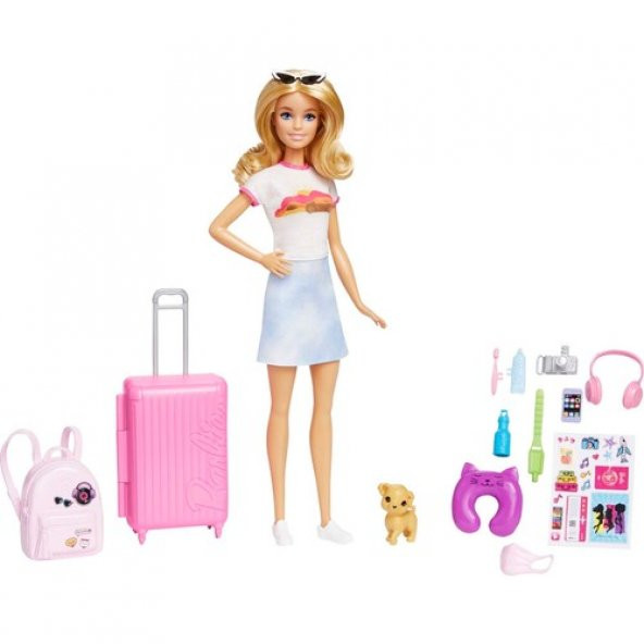 Barbie Seyahatte Bebeği ve Aksesuarları HJY18 ürün görseli 1