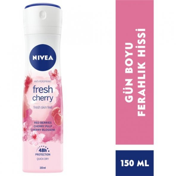 Nivea Kadın Sprey Deodorant Fresh Cherry, 48 Saat Anti-perspirant koruma, 150 ml ürün görseli 1
