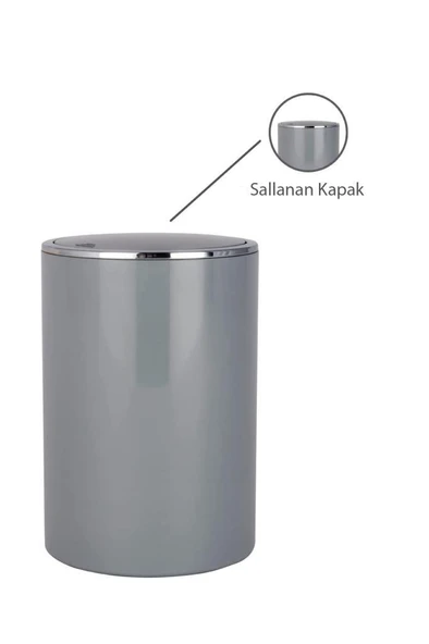 Gri, Çöp Kovası 5 Litre - İnca Model - Resim 3