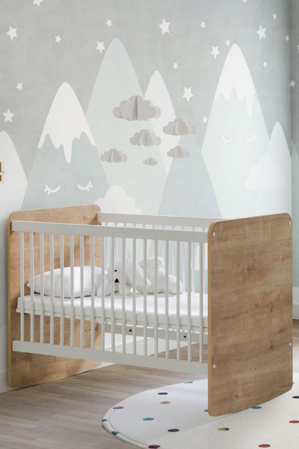 Babywhen BW1021 - Sallanır Sabitlenir Kademeli Bebek Beşik 60x120 Ahşap ürün görseli 1