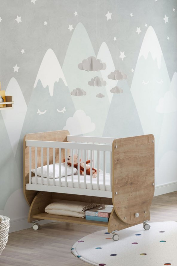 Babywhen Bw1031 - Sallanır Tekerlekli Sepet Bebek Beşik 50x90 Ahşap ürün görseli 1