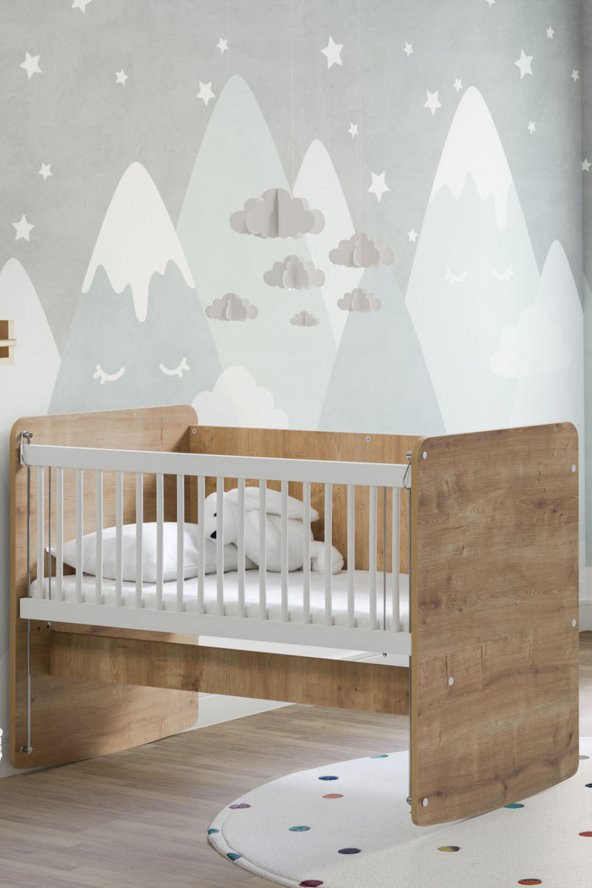 Babywhen BW1071 Pratik Sallanır Anne Yanı Ahşap Beşik 60x120 cm ürün görseli 1