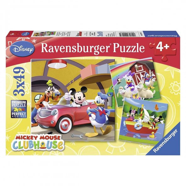 Ravensburger 3 Adet 49 Parçalı Puzzle Mickey Mouse Clubhouse Ravensburger 4 Yaş ve Üzeri Çocuk Yapbozları Serisi ürün görseli 1