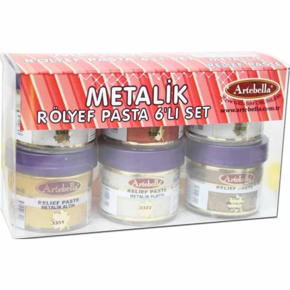 Rölyef Pasta Metalik Pasta Metalik Rölyef Artebella Metalik Rölyef Pasta ARPM0001 50 cc 6'Lı Set-1 ürün görseli 1