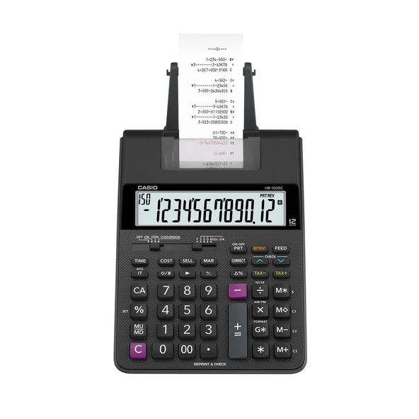 Casio HR-100RC 12 Haneli Yazıcılı Hesap Makinesi 2 Renk Baskılı Masaüstü Hesap Makinesi ürün görseli 1