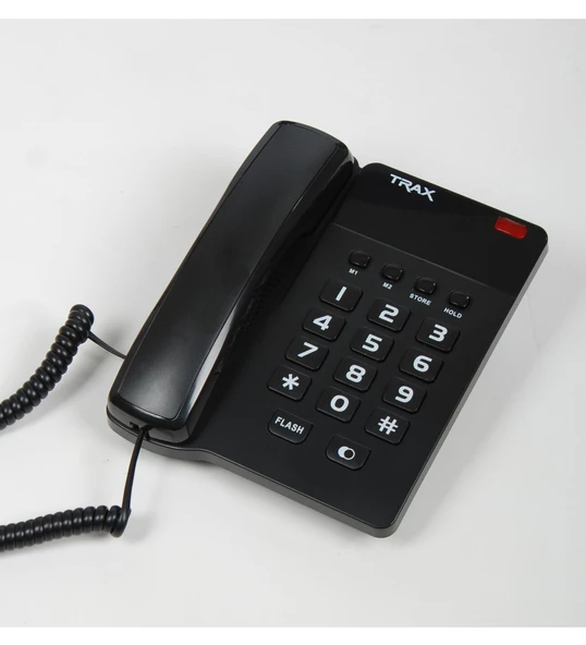 Trax TD-205 Ekransız Kablolu Masaüstü Telefon Siyah – Analog Ofis Telefonu, ürün görseli 1
