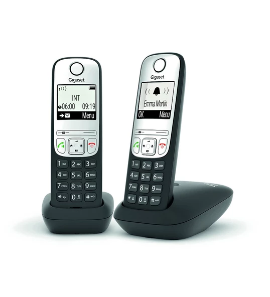 Gigaset A690 Duo Siyah 2 Ahizeli DECT Telsiz Telefon 1 Ana Ünite + 1 Yedek Ahize Kablosuz Ev Ofis Telefonu ürün görseli 1
