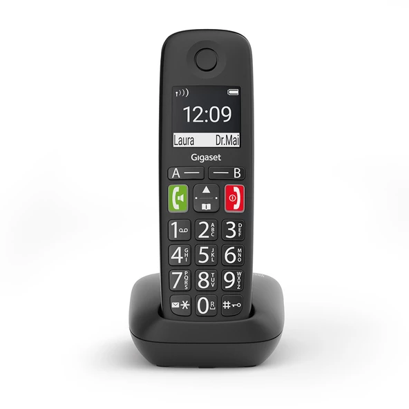 Gigaset E290 Siyah Handsfree DECT Telsiz Telefon | Büyük Tuşlu Telefon ürün görseli 1