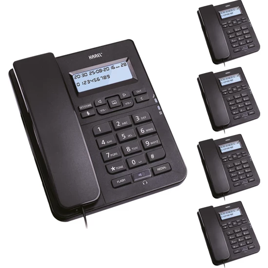 Karel TM145 Siyah Ekranlı Masaüstü Kablolu Telefon – Analog CID Destekli Ofis Telefonu 5li set ürün görseli 1