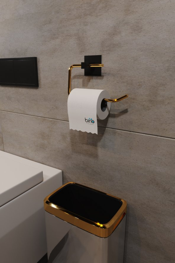 Bino Gold Paslanmaz Çelik Wc Kağıtlık, Tuvalet Kağıtlığı, Tuvalet Kağıdı Askısı,Yapışkanlı Tasarım ürün görseli 1