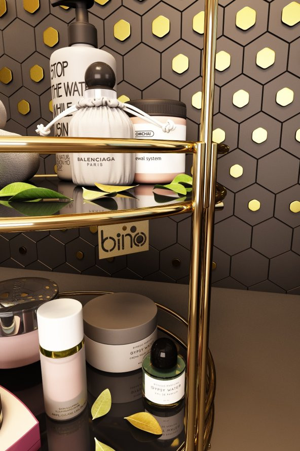 Bino Banyo Düzenleyici Organizer Takı Kozmetik Havlu Rafı Standı  2 Katlı 40cm ürün görseli 1