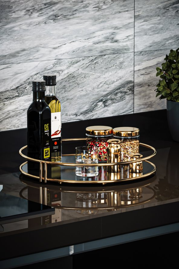 Bino Servis Sunum İkramlık Gold Büyük Lüks  Organizer Sofra Mutfak Düzenleyici Pasta Standı ürün görseli 1