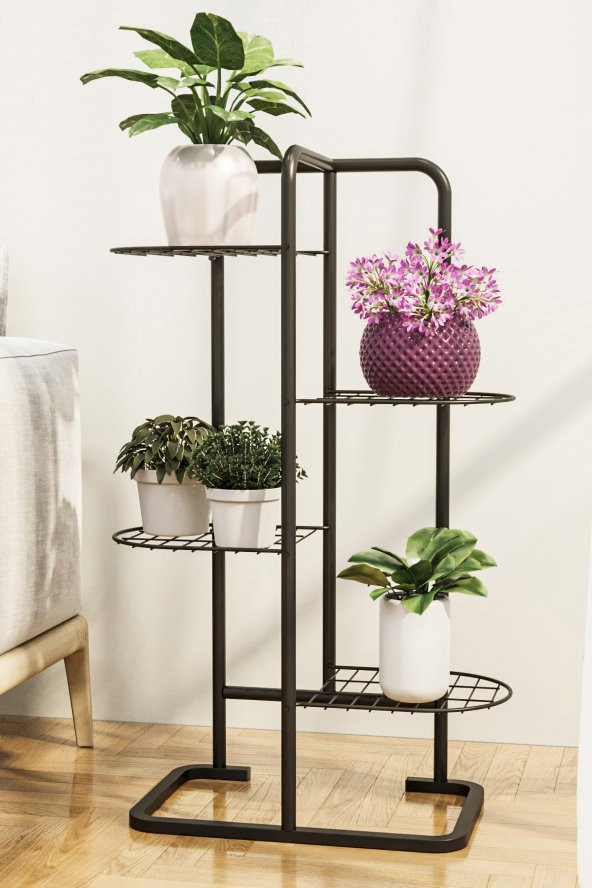 Bino Saksılık 4 KATLI Metal Çiçeklik Dekoratif Lüks Bahçe Mobilyası Saksı Standı Bahçe Balkon Rafı ürün görseli 1