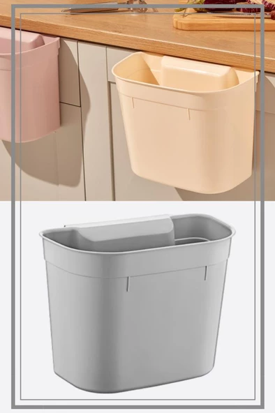 Flosoft Dolap İçi Askılı Çöp Kovası, Dolap Kapağı Asmalı Mutfak Banyo Çöp Kutusu ürün görseli 1