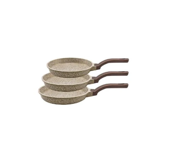 Oms 3255 Fry Pan Döküm Granit 3 Parça Tava Seti Kumbeji (20-24-28 Cm) ürün görseli 1