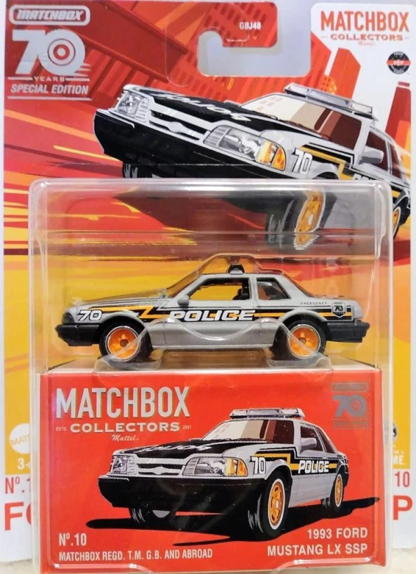 Matchbox Koleksiyon Araçları 70. Yıl Özel Seri GBJ48 - HLJ68  1993 FORD MUSTANG LX SSP ürün görseli 1