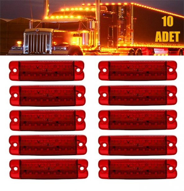 12 VOLT 18 LEDLİ YAN MARKER LED LAMBA DORSE KAMYON KIRMIZI 10 ADET ürün görseli 1