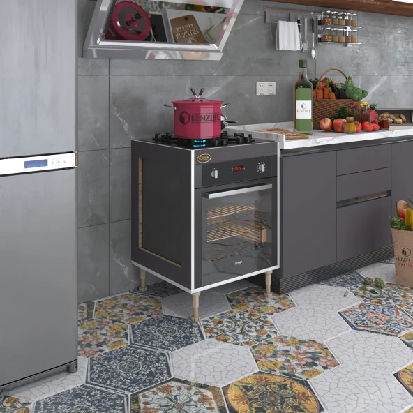 Kenzlife ankastre modülü kabini emir timur3 gri 89-81*60*56 fırın ocak dolabı ayarlı ayaklı ürün görseli 1