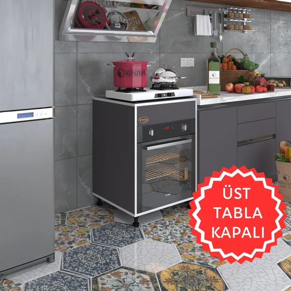Kenzlife ankastre modülü kabini kalimera gri 85*60*56 fırın ocak dolabı ayarlı ayaklı üstü kapalı ürün görseli 1