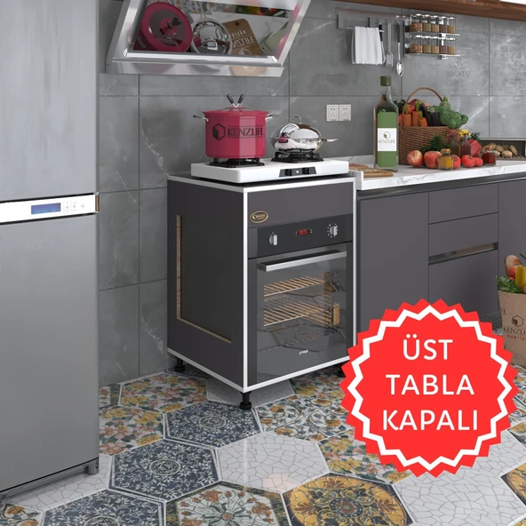 Kenzlife ankastre modülü kabini tilkowski3 gri 85*60*56 fırın ocak dolabı ayarlı ayaklı üstü kapalı ürün görseli 1